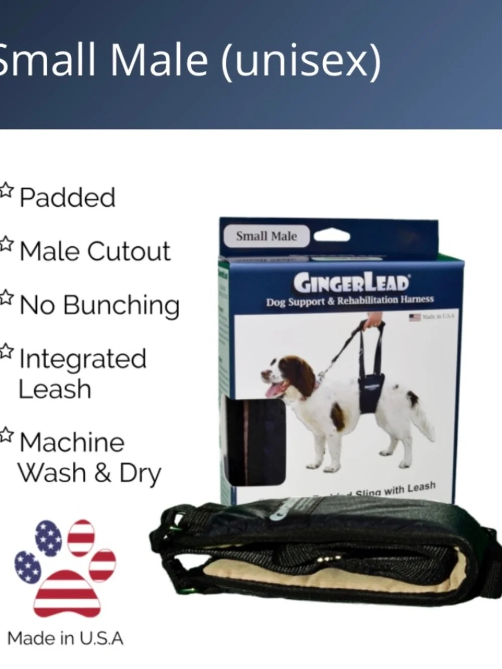 GingerLead Dog Sling Support Harness